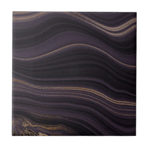 Carreau Élégant marbre d'agneau doré violet noir