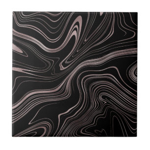 Carreau Élégant marbre noir Rose doré Fluide