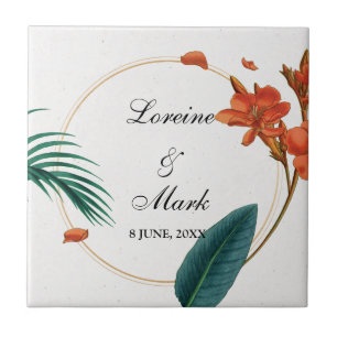 Carreau Élégant Mariage floral tropical