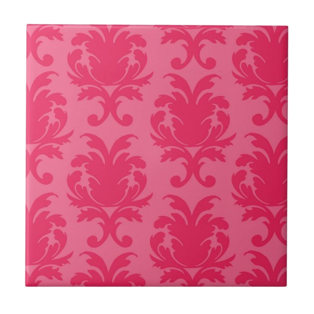 Carreau élégant modèle à deux tons rose damassé (Devant)