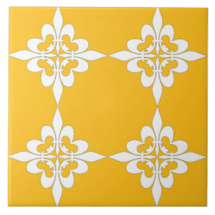 Carreau Élégant, moderne, ornemental, jaune moutarde, bl