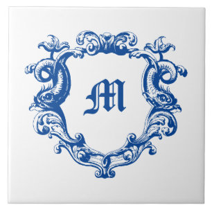 Carreau Élégant Monogramme En Modèle Dolphin Cartouche