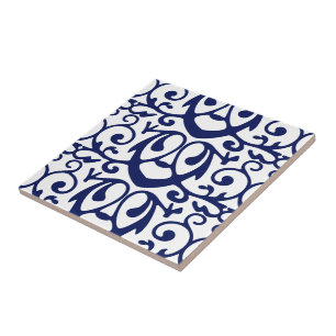 Carreau Elégant motif bleu et blanc marine Carrelage en cé