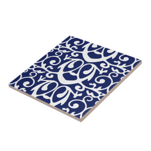 Carreau Elégant motif bleu et blanc marine Carrelage en cé