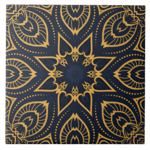 Carreau élégant motif en or noir céramique