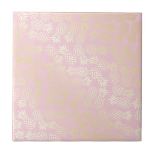 Carreau Élégant motif moderne d'ananas et d'or rose