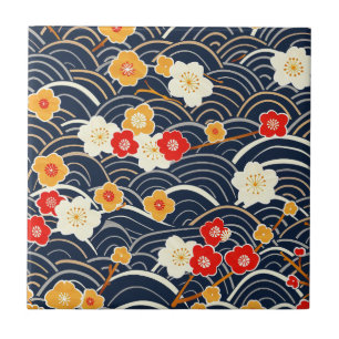 Carreau Élégant Motif sans couture en fleur de cerisier (1