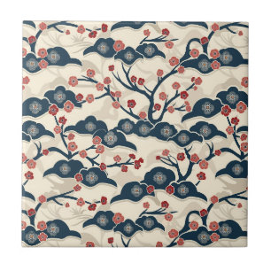 Carreau Élégant Motif sans couture en fleur de cerisier (2