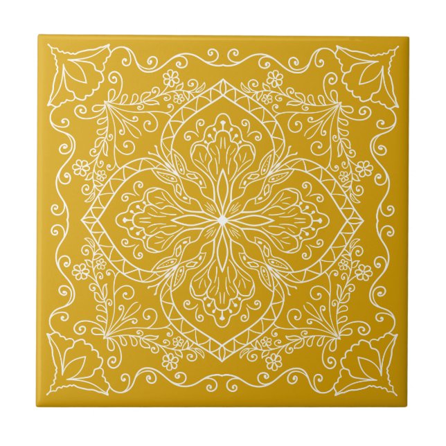 Carreau Elégant moutarde Jaune Décoratif (Devant)