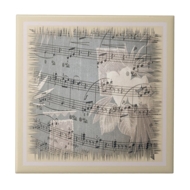 Carreau Elegant Music Notes In Blue And Beige (Devant)