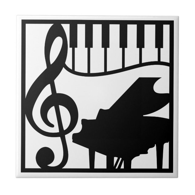 Carreau Elegant Music Piano Keyboard Clef Note Stylish (Devant)