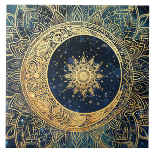 Carreau Elégant or Sun Mandala Celestial Décor esthétique