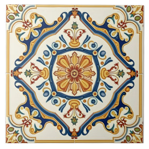 Carreau Elégant Orné Coloré Espagnol