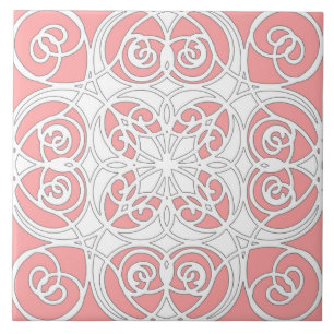 Carreau Elégant, ornemental, moderne, rose pastel, blanc