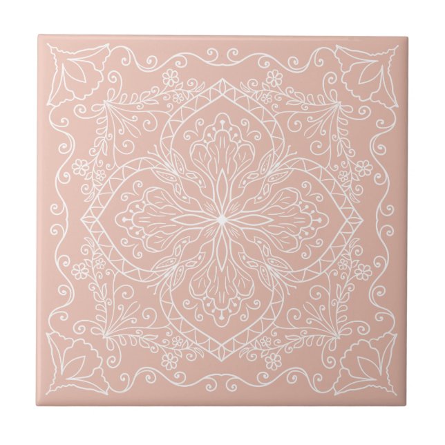 Carreau Élégant Papillon rose pâle décoratif (Devant)