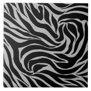Carreau Elégant Parties scintillant noire Silver Zebra Pos