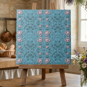 Carreau Elégant Pastel bleu et rose moderne Damask motif