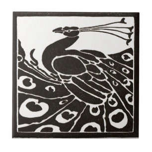 CARREAU ÉLÉGANT PEACOCK BLANC NOIR