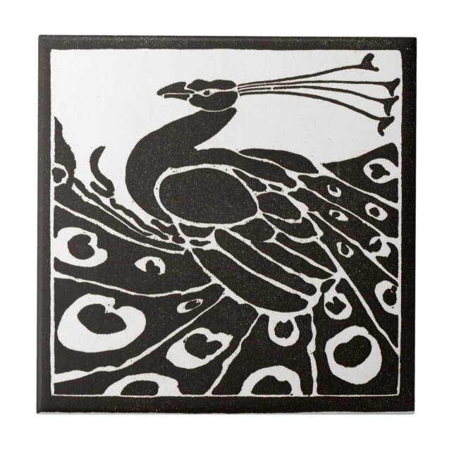CARREAU ÉLÉGANT PEACOCK BLANC NOIR (Devant)