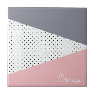 Carreau Élégant pois géométriques rose pastel
