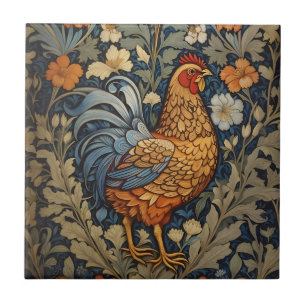 Carreau Élégant poulet William Morris Inspiré Floral