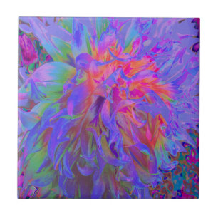 Carreau Élégant Psychédélique Décoratif Dahlia Flower