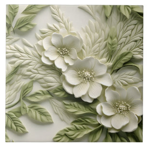 Carreau Élégant relief floral 3D incorporé