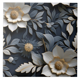 Carreau Élégant relief floral 3D incorporé
