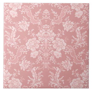 Carreau Élégant romantique chic floral Damask-Pastel ros
