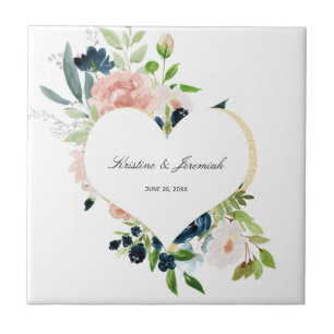 Carreau Elégant Rose bleu bleu bleu bleu floral Mariage co