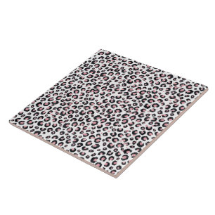 Carreau Élégant Rose Léopard Noir Motif