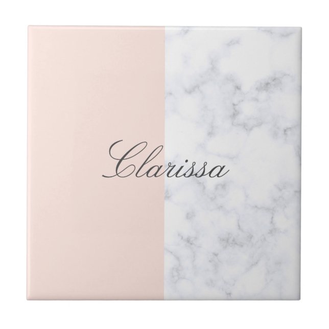 Carreau Élégant rougissent le bloc de marbre rose et blanc (Devant)