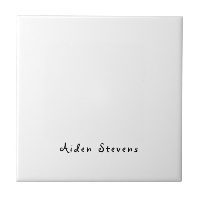 Carreau Élégant Simple Noir & Blanc Minimaliste (Devant)