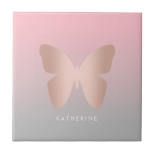 Carreau Elegant, trendy rose gold butterfly