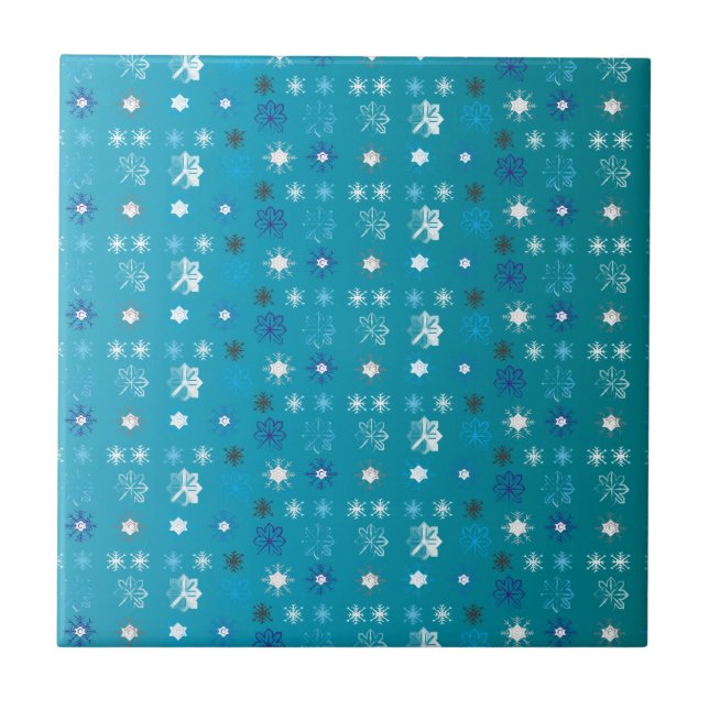 Carreau Elégant turquoise et blanc, étoiles et flocons de  (Devant)
