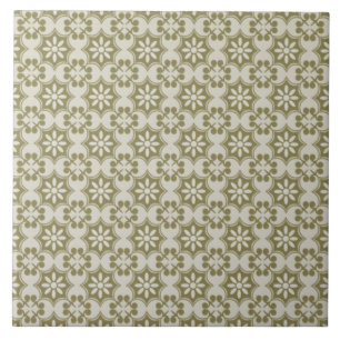 Carreau Élégant vert olive Fleur de Lis motif répétitif