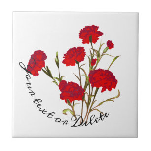 Carreau Elégant Vintage Floral Carnation rouge sur mesure