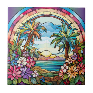 Carreau élégant vitrail de jardin