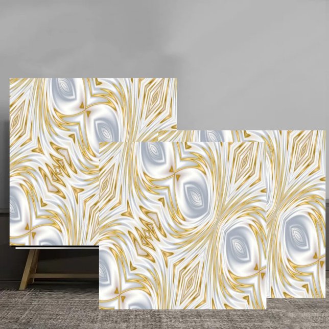 Carreau Elegant White and Gold Abstract Swirl Pattern (Créateur téléchargé)