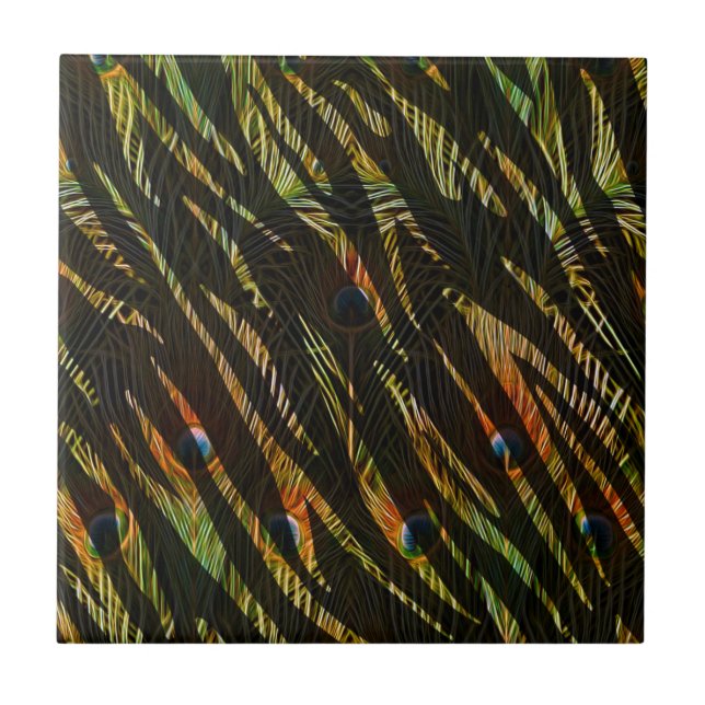 Carreau Elégant Zebra Poster de animal Peacock Feathers (Devant)