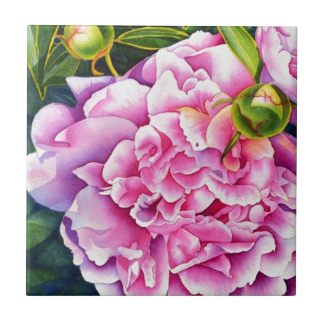 Carreau Elégante aquarelle rose blanc classique floral (Devant)