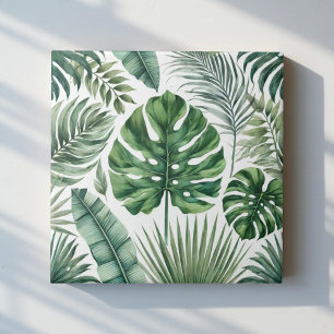 Carreau Elégante aquarelle Tropical Vert Botanique Floral