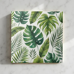 Carreau Elégante aquarelle Tropical Vert Botanique Floral