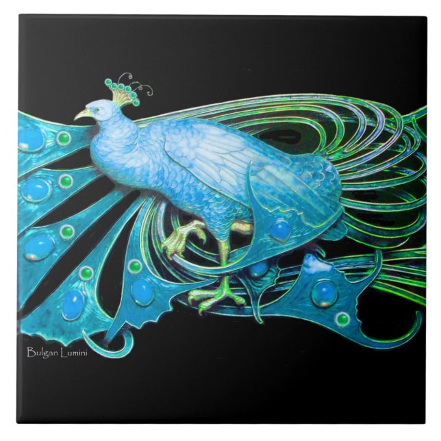 CARREAU ÉLÉGANTE BIJOU EN PEACOCK À AQUA BLEU TURQUOISE (Devant)