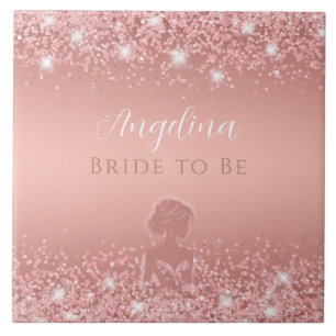 Carreau Élégante Douche de Mariée Luxe Pailletée Rose Doré