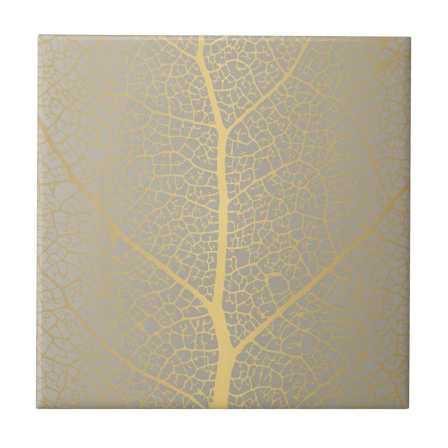 Carreau Elégante feuille d'or Motif carrelage en céramique (Devant)