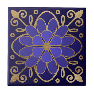Carreau Elégante Fleur Bleue Azulejo