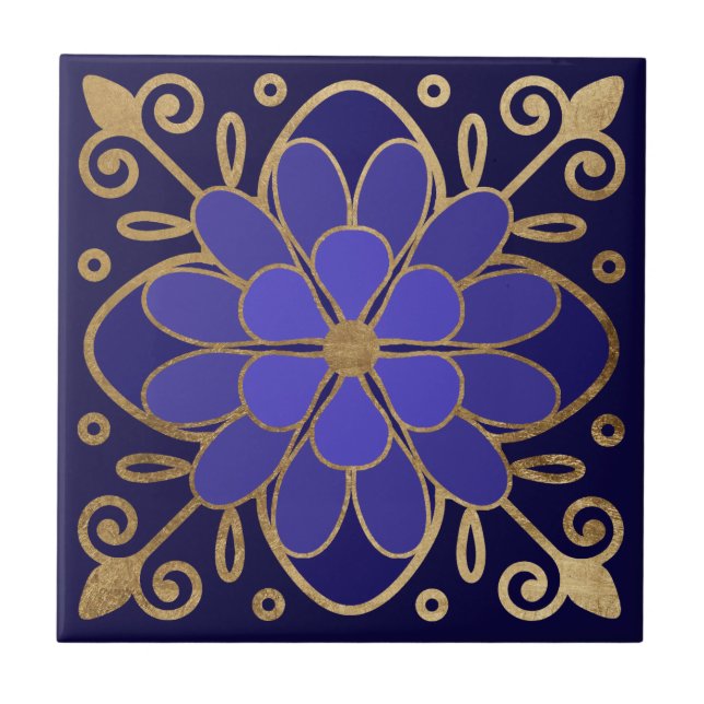 Carreau Elégante Fleur Bleue Azulejo (Devant)