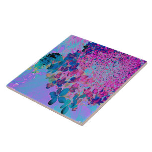 Carreau Élégante Hydrangea Limelight Bleu foncé et Magenta