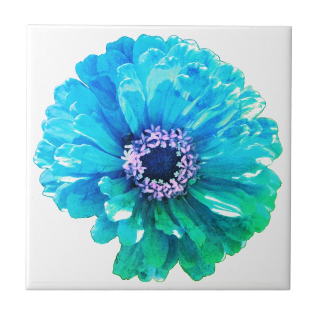 Carreau Elégante marguerite fleurie Turquoise bleue (Devant)